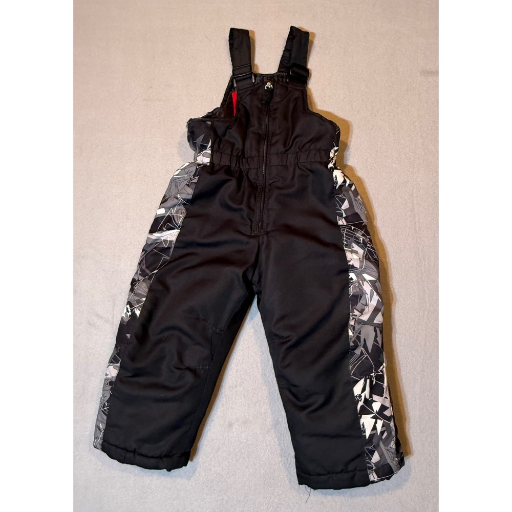 ZeroXposur Boys Youth 3T Black Geometric Print Insulated Snow Bibs Overalls